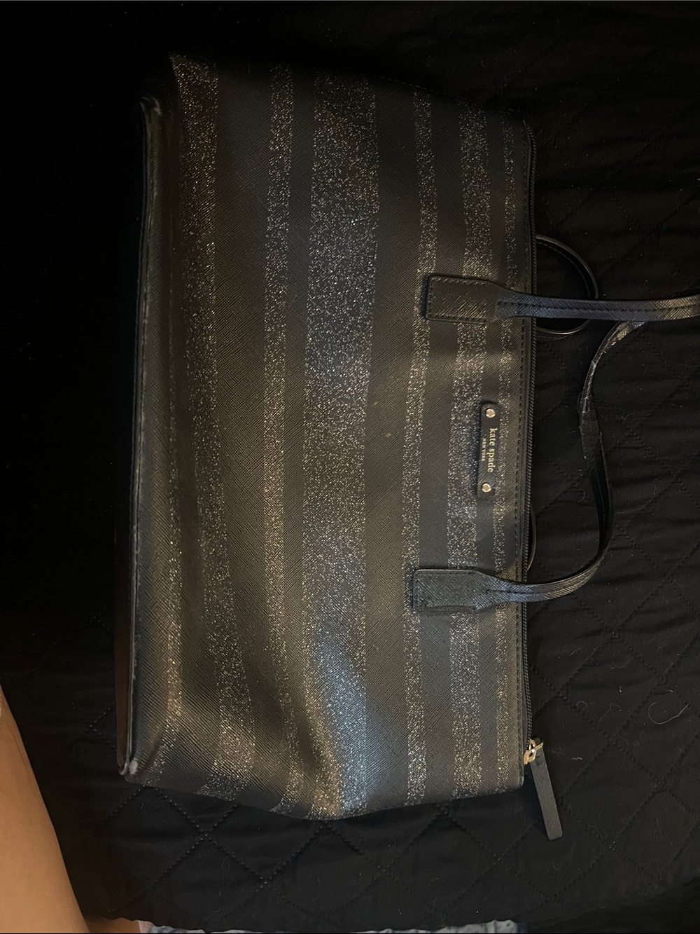 kate spade Black Glitter Stripe Tote